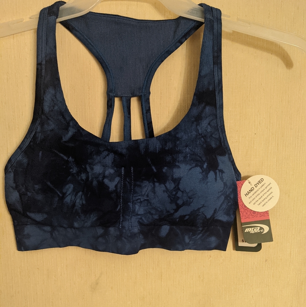 Sports bra size L in black and blue tie dye